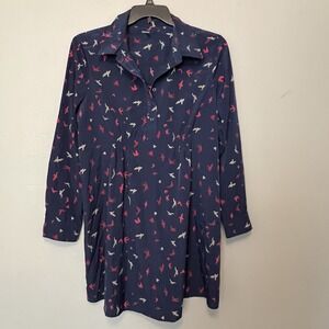 Women's Gap Maternity Nautical Navy All Over Bird Print‎ Dress Size Large